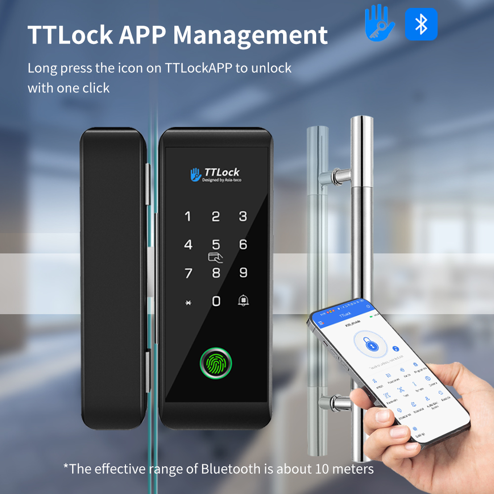 Glass Door Hinge - TTLOCK Smart Glass lock Fingerprint recognition